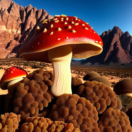 00179-1799122934-masterpiece, intricate photo, precisely elaborated detailed mushroom with reddish cap in the desert, background mountains, sharp.jpg